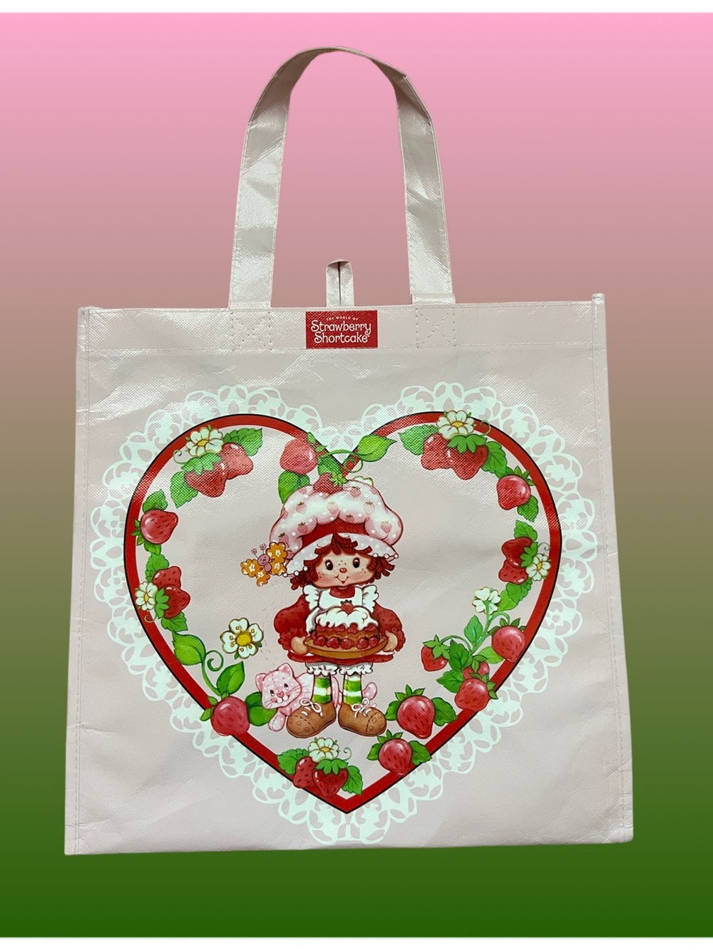 Strawberry Shortcake Heart Tote Bag